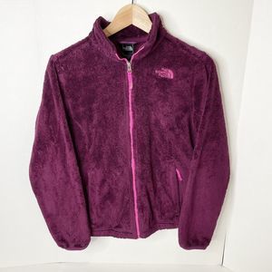 The North Face Fuzzy Fleece Full Zip Jacket, Girls XL (18), Plum/Maroon, Logo